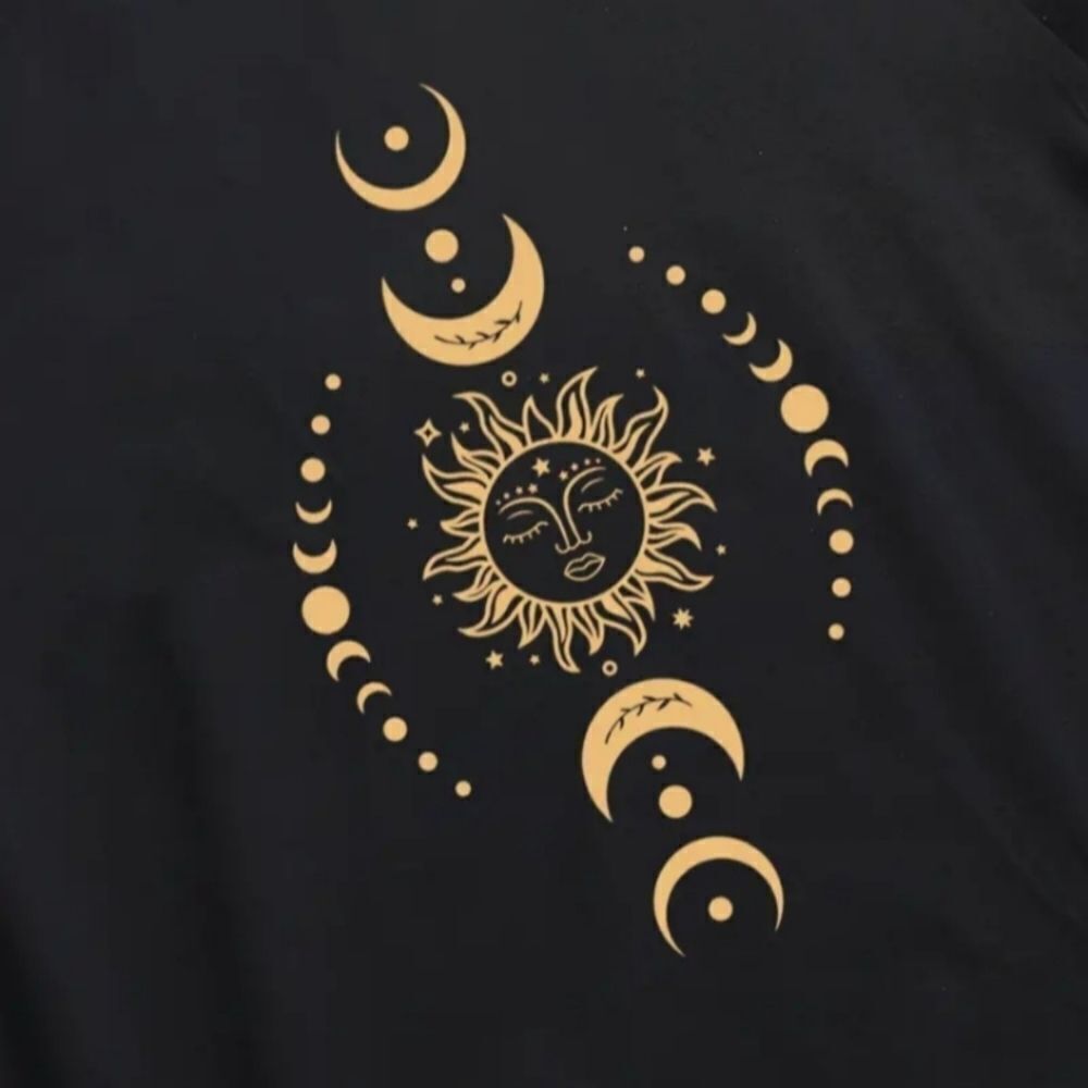 Plus Size Cotton Sun & Moon Print Round Neck T-Shirt Sz 3X - Picture 5 of 5